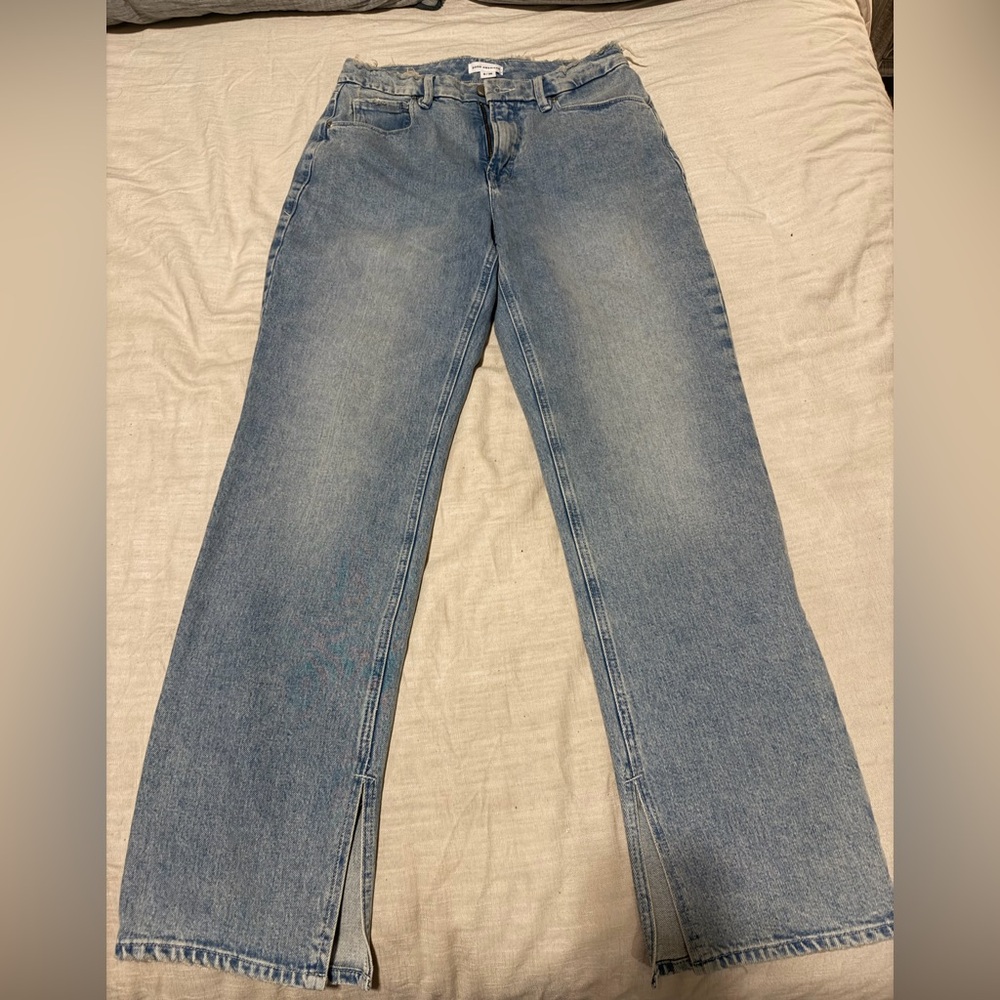Good American Light Blue Split Hem Jeans
